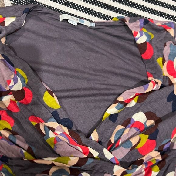 Boden Gray Floral Drapey Jersey Dress 3/4 Sleeves - Picture 10 of 11